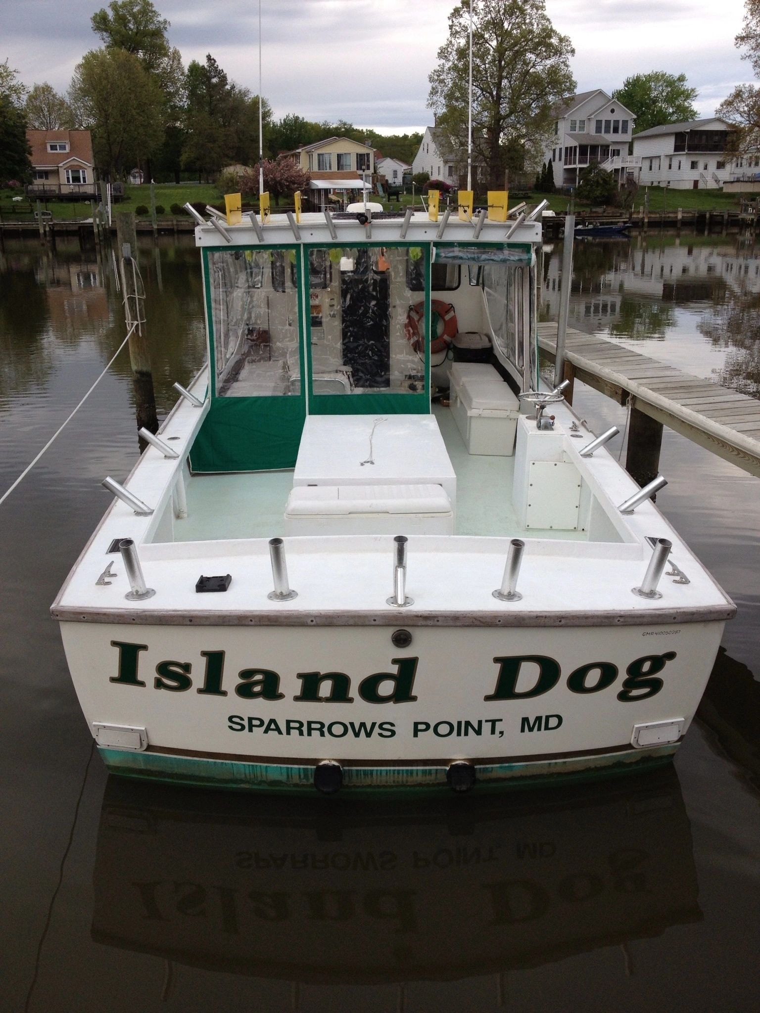 Island Dog charter boat at dock